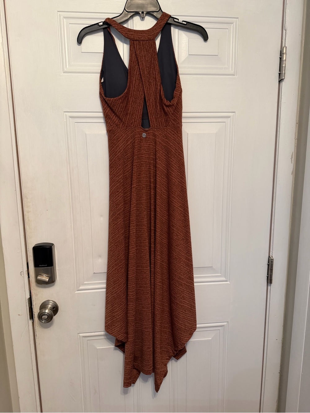 Prana Saxon Dress Sleeveless Handkerchief-Hem Midi Dress in Rust - Picture 4 of 5